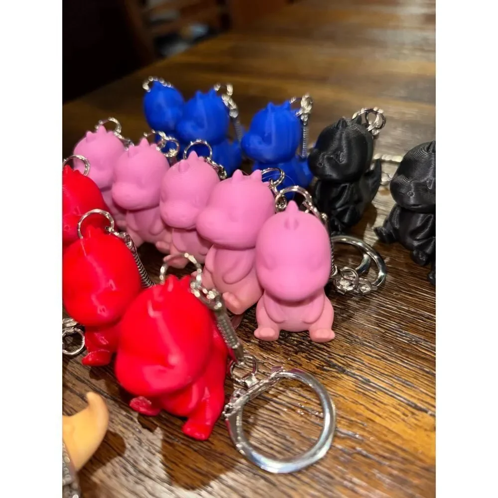 Baby Dinosaur Keychain Handcrafted Multiple Colors Cute Chibi Key Ring (10-pack)